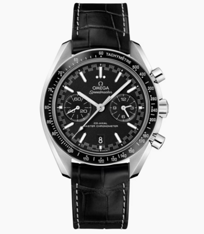 SPEEDMASTER RACING 44,25 MM, ACIER SUR BRACELET EN CUIR