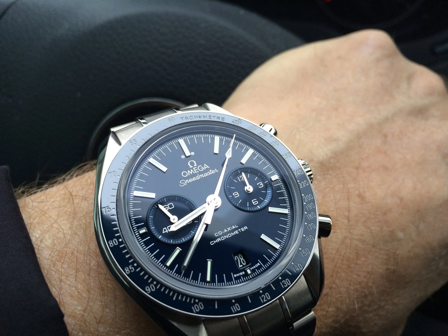 Omega Speedmaster Moonwatch Co-Axial Blue Dial Titanium Men's Watch