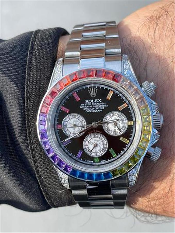 Rolex Daytona Silver Rainbow Diamond