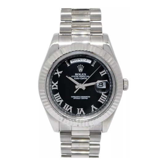 Rolex Day-Date 2 41mm or gris cadran noir